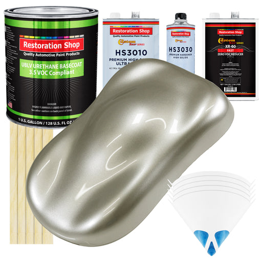 Galaxy Silver Metallic - LOW VOC Urethane Basecoat with Premium Clearcoat Auto Paint (Complete Fast Gallon Paint Kit) Professional Automotive Coating
