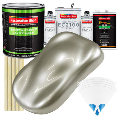 Galaxy Silver Metallic - LOW VOC Urethane Basecoat with European Clearcoat Auto Paint - Complete Gallon Paint Color Kit - Automotive Coating
