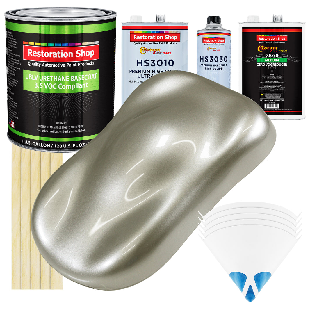 Galaxy Silver Metallic - LOW VOC Urethane Basecoat with Premium Clearcoat Auto Paint - Complete Medium Gallon Paint Kit - Pro Automotive Coating