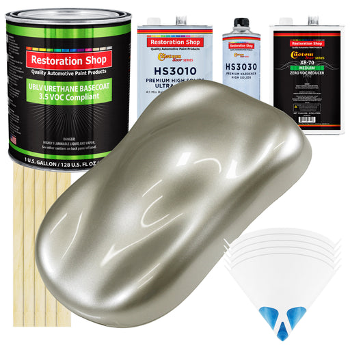 Galaxy Silver Metallic - LOW VOC Urethane Basecoat with Premium Clearcoat Auto Paint - Complete Medium Gallon Paint Kit - Pro Automotive Coating