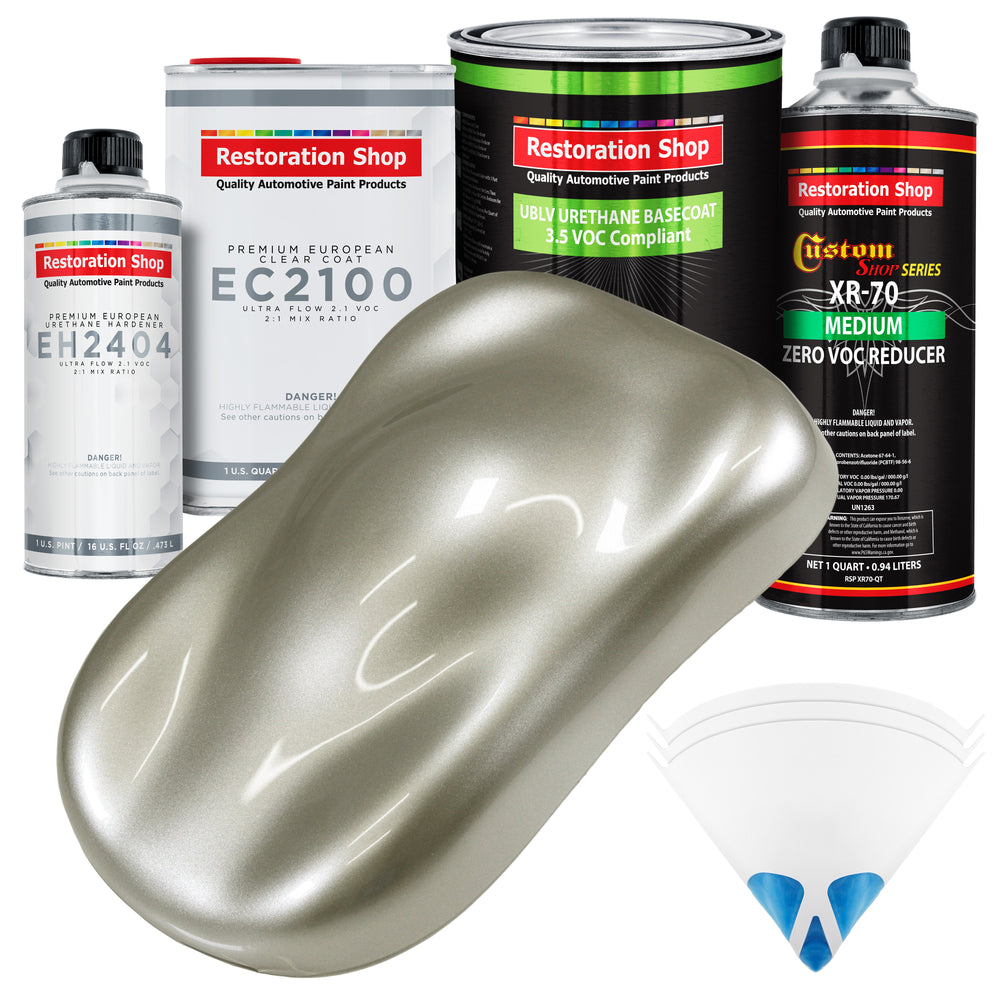 Galaxy Silver Metallic - LOW VOC Urethane Basecoat with European Clearcoat Auto Paint - Complete Quart Paint Color Kit - Automotive Coating