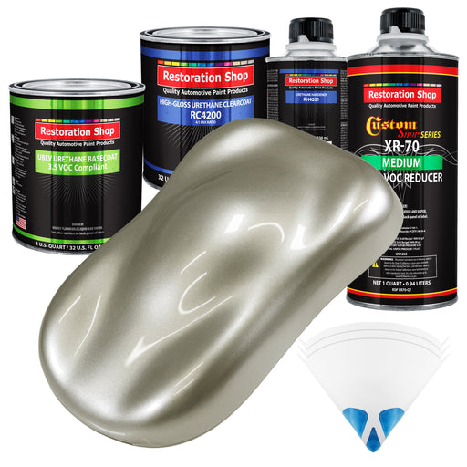 Galaxy Silver Metallic - LOW VOC Urethane Basecoat with Clearcoat Auto Paint - Complete Medium Quart Paint Kit - Professional Gloss Automotive Coating