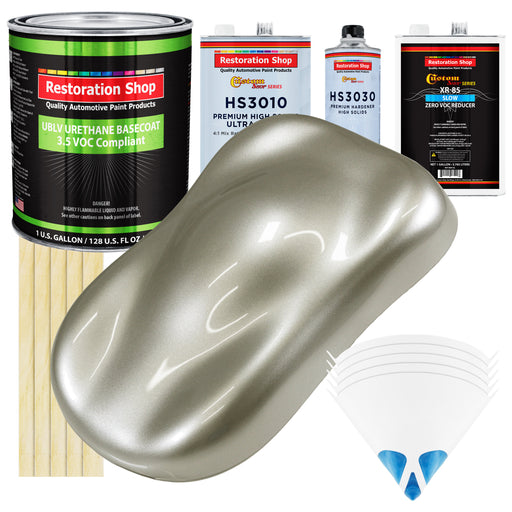 Galaxy Silver Metallic - LOW VOC Urethane Basecoat with Premium Clearcoat Auto Paint (Complete Slow Gallon Paint Kit) Professional Automotive Coating