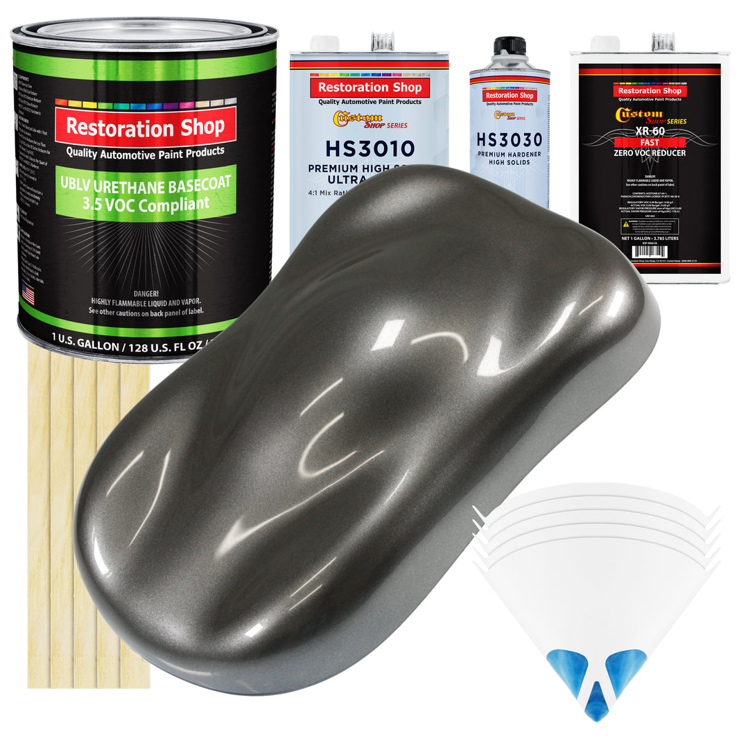 Chop Top Silver Metallic - LOW VOC Urethane Basecoat with Premium Clearcoat Auto Paint - Complete Fast Gallon Paint Kit - Pro Automotive Coating