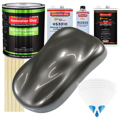 Chop Top Silver Metallic - LOW VOC Urethane Basecoat with Premium Clearcoat Auto Paint - Complete Fast Gallon Paint Kit - Pro Automotive Coating