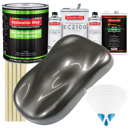 Chop Top Silver Metallic - LOW VOC Urethane Basecoat with European Clearcoat Auto Paint - Complete Gallon Paint Color Kit - Automotive Coating