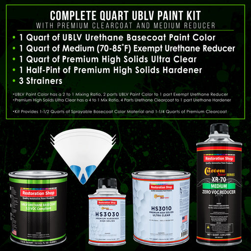 Chop Top Silver Metallic - LOW VOC Urethane Basecoat with Premium Clearcoat Auto Paint - Complete Medium Quart Paint Kit - Pro Automotive Coating