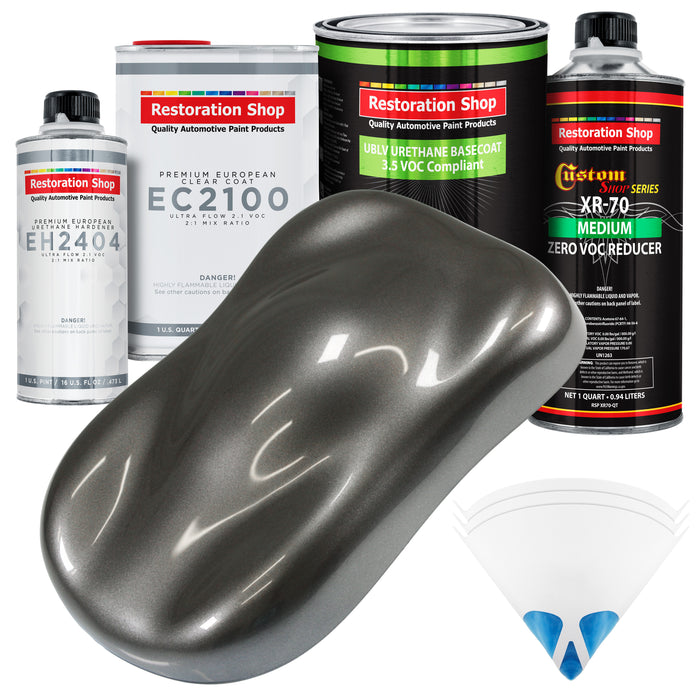 Chop Top Silver Metallic - LOW VOC Urethane Basecoat with European Clearcoat Auto Paint - Complete Quart Paint Color Kit - Automotive Coating