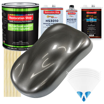 Chop Top Silver Metallic - LOW VOC Urethane Basecoat with Premium Clearcoat Auto Paint - Complete Slow Gallon Paint Kit - Pro Automotive Coating