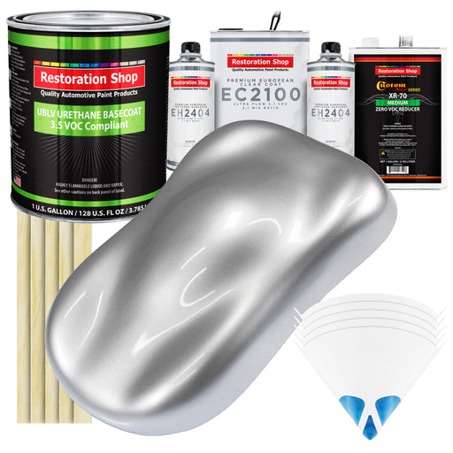 Iridium Silver Metallic - LOW VOC Urethane Basecoat with European Clearcoat Auto Paint - Complete Gallon Paint Color Kit - Automotive Coating