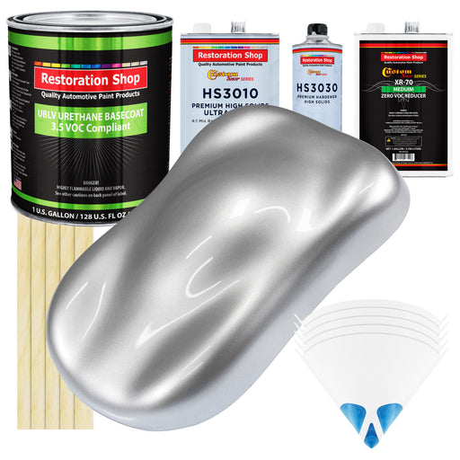 Iridium Silver Metallic - LOW VOC Urethane Basecoat with Premium Clearcoat Auto Paint - Complete Medium Gallon Paint Kit - Pro Automotive Coating