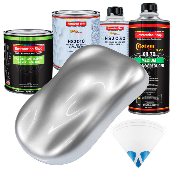 Iridium Silver Metallic - LOW VOC Urethane Basecoat with Premium Clearcoat Auto Paint - Complete Medium Quart Paint Kit - Pro Automotive Coating