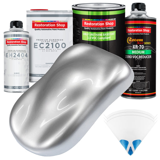 Iridium Silver Metallic - LOW VOC Urethane Basecoat with European Clearcoat Auto Paint - Complete Quart Paint Color Kit - Automotive Coating