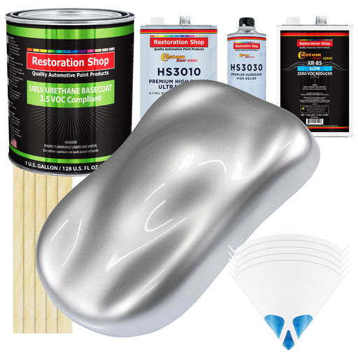 Iridium Silver Metallic - LOW VOC Urethane Basecoat with Premium Clearcoat Auto Paint (Complete Slow Gallon Paint Kit) Professional Automotive Coating