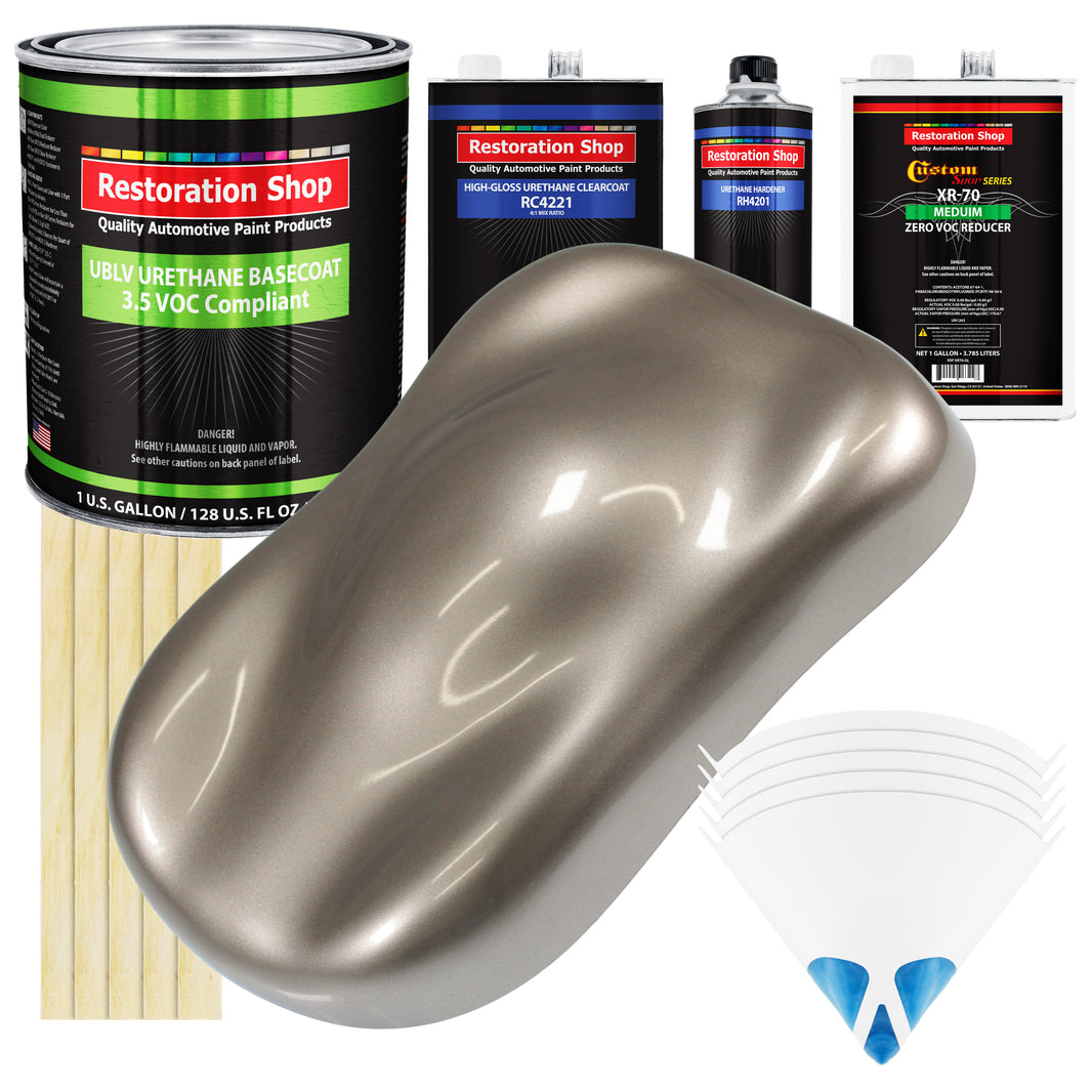 Arizona Bronze Metallic - LOW VOC Urethane Basecoat with Clearcoat Auto Paint (Complete Medium Gallon Paint Kit) Professional Gloss Automotive Coating