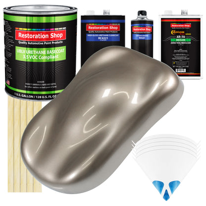 Arizona Bronze Metallic - LOW VOC Urethane Basecoat with Clearcoat Auto Paint (Complete Medium Gallon Paint Kit) Professional Gloss Automotive Coating