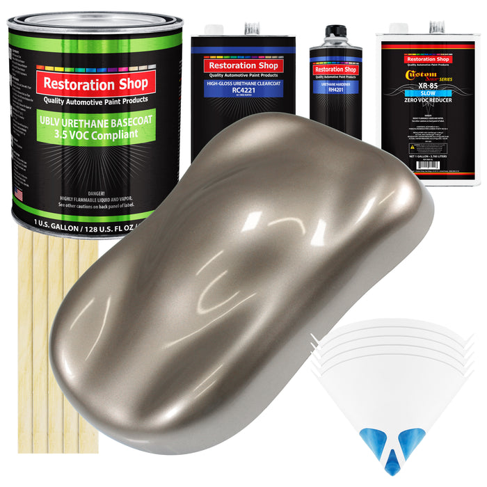 Arizona Bronze Metallic - LOW VOC Urethane Basecoat with Clearcoat Auto Paint - Complete Slow Gallon Paint Kit - Professional Gloss Automotive Coating