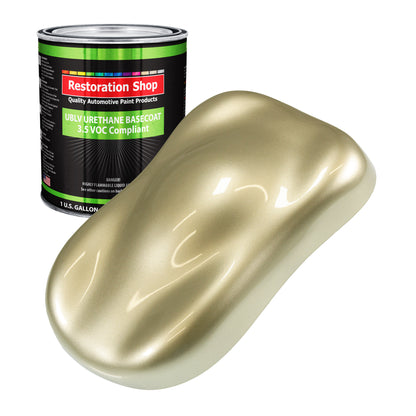 Antique Gold Metallic - LOW VOC Urethane Basecoat Auto Paint, Gallon Paint Color Only, Professional High Gloss Automotive, Car, Truck Refinish Coating