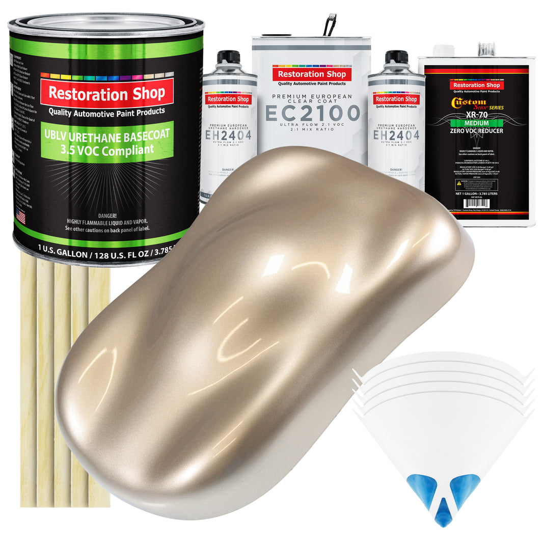Cashmere Gold Metallic - LOW VOC Urethane Basecoat with European Clearcoat Auto Paint - Complete Gallon Paint Color Kit - Automotive Coating
