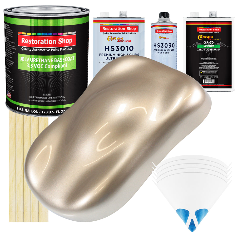 Cashmere Gold Metallic - LOW VOC Urethane Basecoat with Premium Clearcoat Auto Paint - Complete Medium Gallon Paint Kit - Pro Automotive Coating