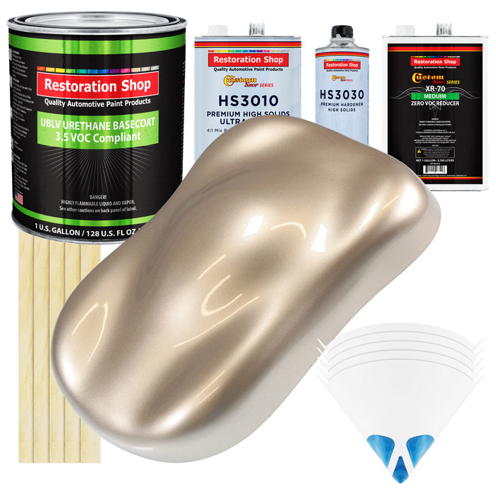 Cashmere Gold Metallic - LOW VOC Urethane Basecoat with Premium Clearcoat Auto Paint - Complete Medium Gallon Paint Kit - Pro Automotive Coating
