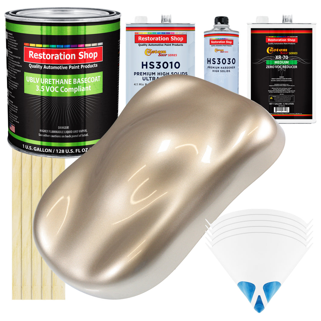 Cashmere Gold Metallic - LOW VOC Urethane Basecoat with Premium Clearcoat Auto Paint - Complete Medium Gallon Paint Kit - Pro Automotive Coating