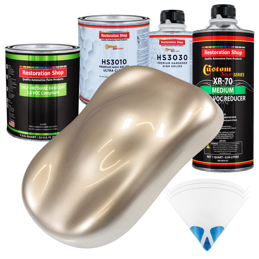Cashmere Gold Metallic - LOW VOC Urethane Basecoat with Premium Clearcoat Auto Paint (Complete Medium Quart Paint Kit) Professional Automotive Coating
