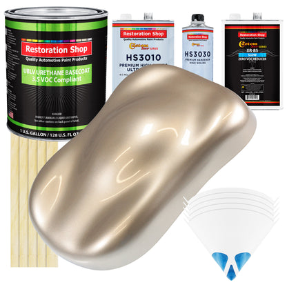 Cashmere Gold Metallic - LOW VOC Urethane Basecoat with Premium Clearcoat Auto Paint (Complete Slow Gallon Paint Kit) Professional Automotive Coating