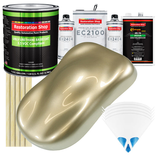 Champagne Gold Metallic - LOW VOC Urethane Basecoat with European Clearcoat Auto Paint - Complete Gallon Paint Color Kit - Automotive Coating