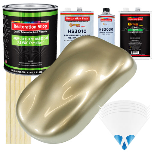 Champagne Gold Metallic - LOW VOC Urethane Basecoat with Premium Clearcoat Auto Paint - Complete Medium Gallon Paint Kit - Pro Automotive Coating