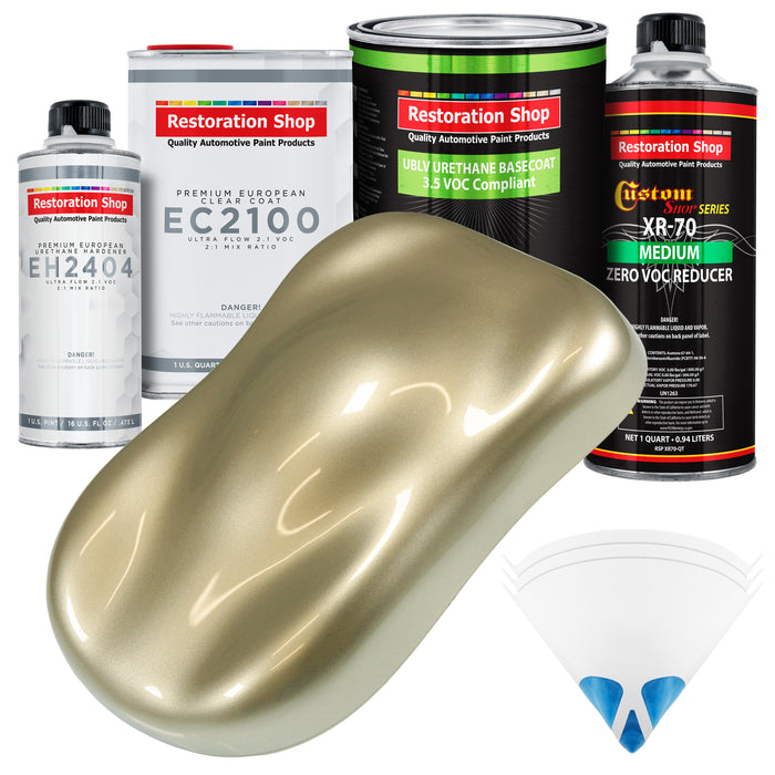 Champagne Gold Metallic - LOW VOC Urethane Basecoat with European Clearcoat Auto Paint - Complete Quart Paint Color Kit - Automotive Coating