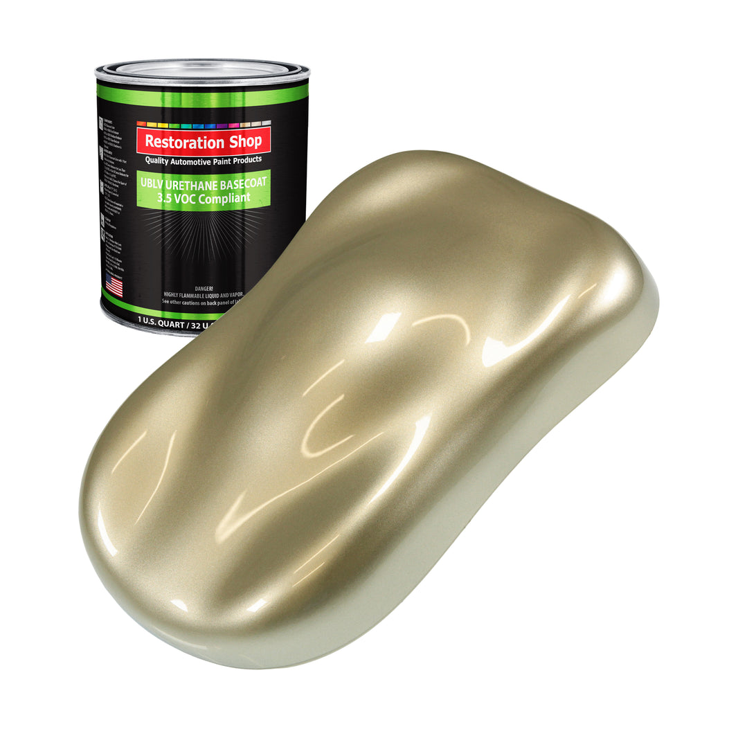 Champagne Gold Metallic - LOW VOC Urethane Basecoat Auto Paint - Quart Paint Color Only - Professional High Gloss Automotive Coating