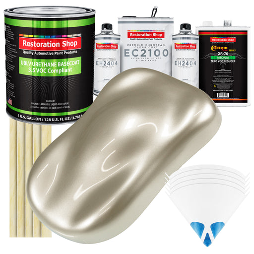 Gold Mist Metallic - LOW VOC Urethane Basecoat with European Clearcoat Auto Paint - Complete Gallon Paint Color Kit - Automotive Coating