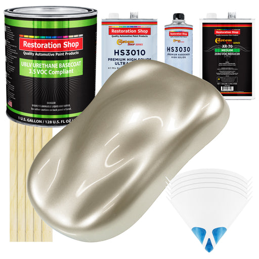 Gold Mist Metallic - LOW VOC Urethane Basecoat with Premium Clearcoat Auto Paint - Complete Medium Gallon Paint Kit - Professional Automotive Coating