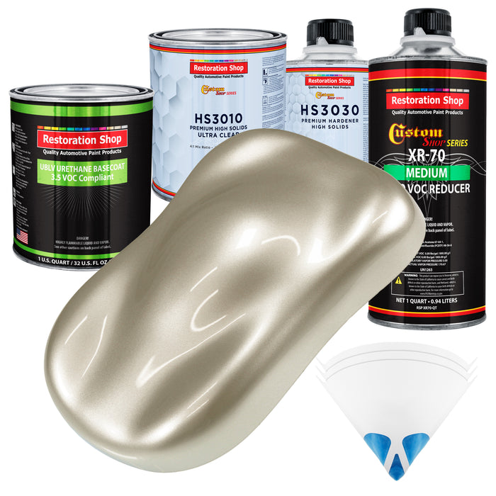 Gold Mist Metallic - LOW VOC Urethane Basecoat with Premium Clearcoat Auto Paint - Complete Medium Quart Paint Kit - Professional Automotive Coating