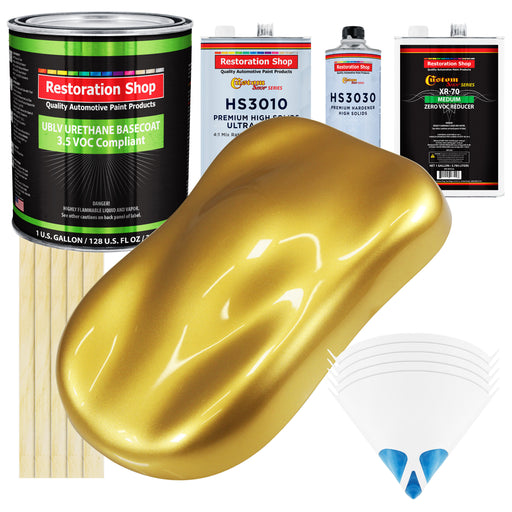 Anniversary Gold Metallic - LOW VOC Urethane Basecoat with Premium Clearcoat Auto Paint - Complete Medium Gallon Paint Kit - Pro Automotive Coating