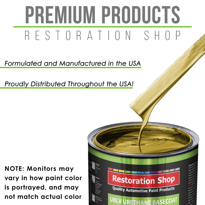 Anniversary Gold Metallic - LOW VOC Urethane Basecoat with Premium Clearcoat Auto Paint - Complete Medium Quart Paint Kit - Pro Automotive Coating