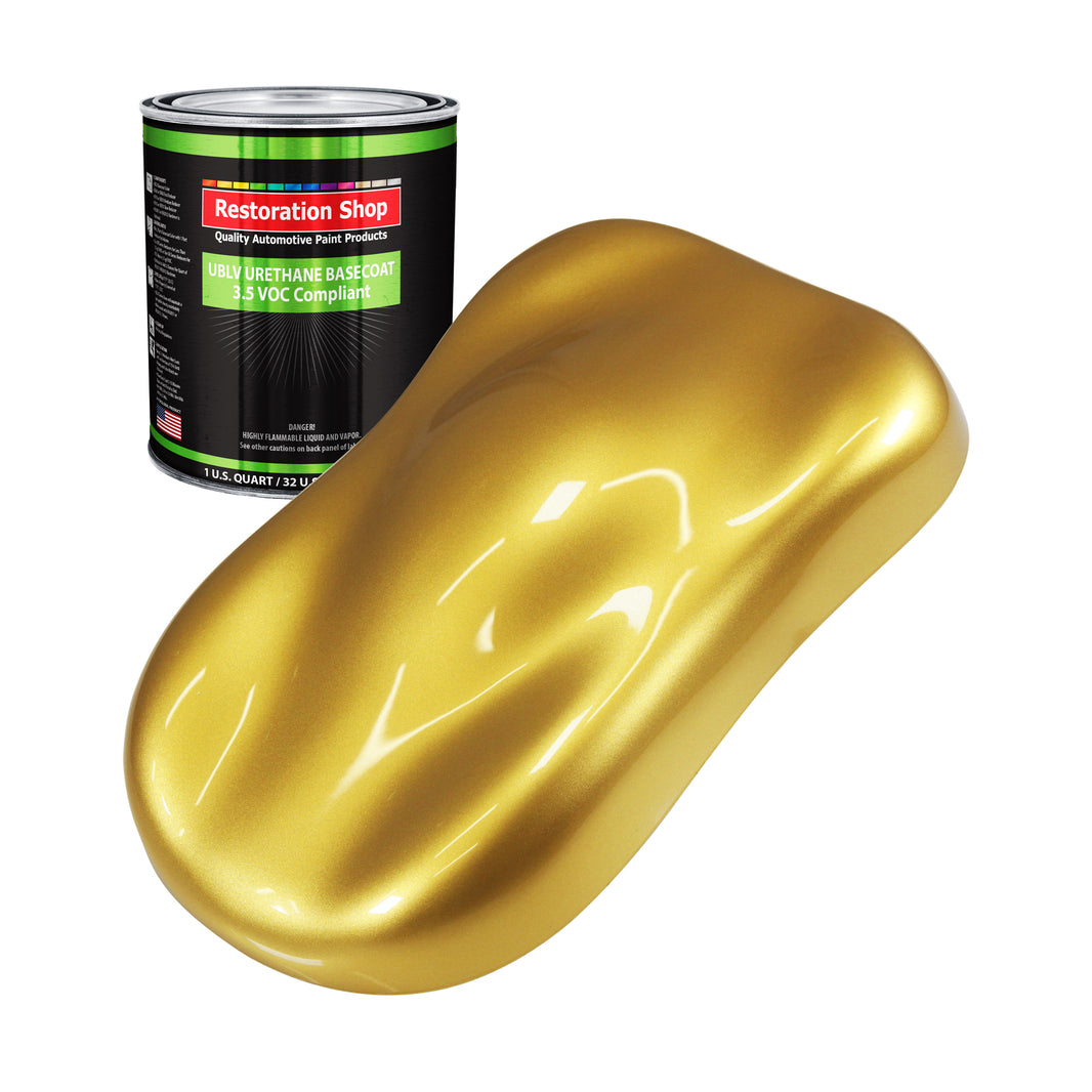 Anniversary Gold Metallic - LOW VOC Urethane Basecoat Auto Paint - Quart Paint Color Only - Professional High Gloss Automotive Coating