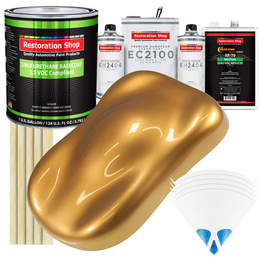 Autumn Gold Metallic - LOW VOC Urethane Basecoat with European Clearcoat Auto Paint - Complete Gallon Paint Color Kit - Automotive Coating