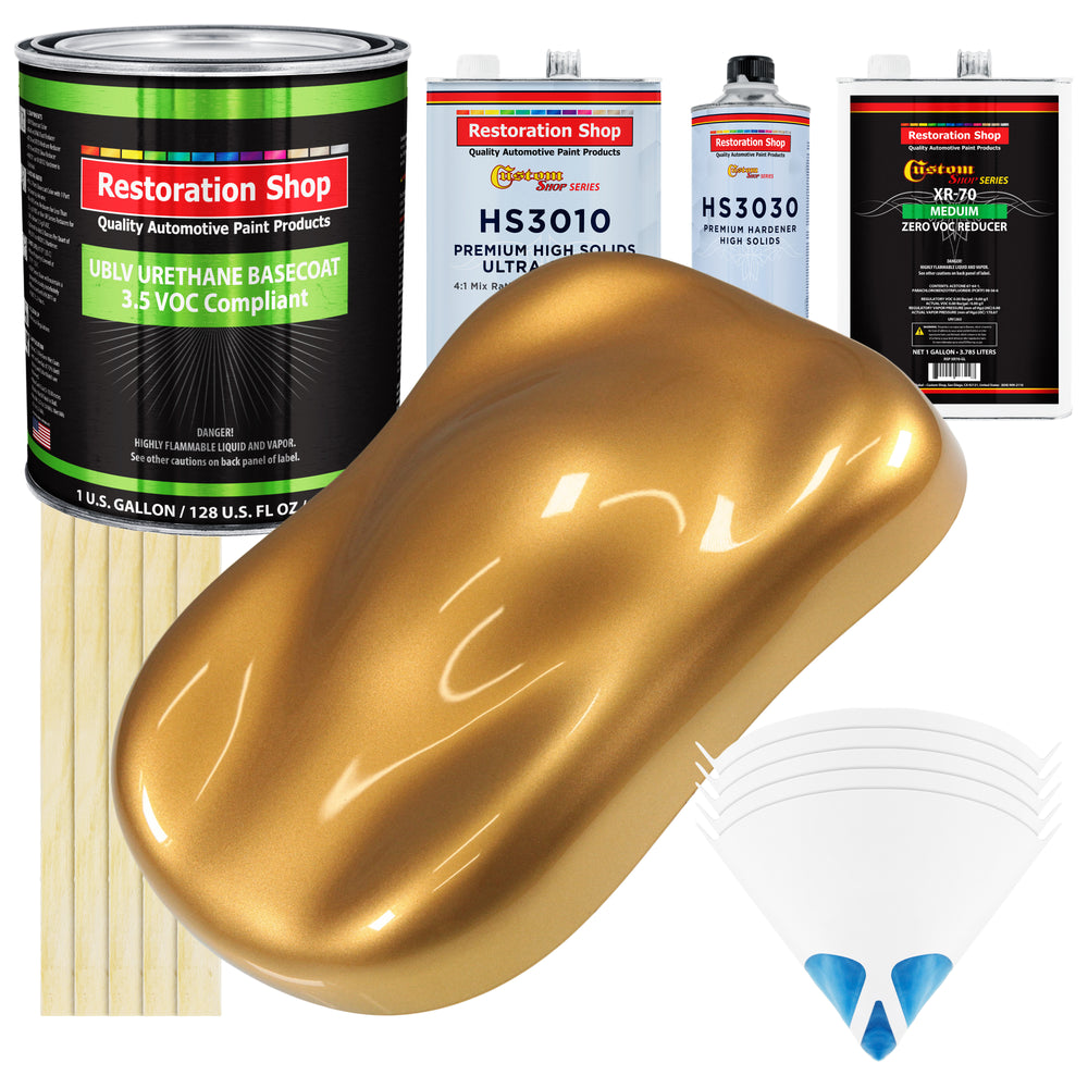 Autumn Gold Metallic - LOW VOC Urethane Basecoat with Premium Clearcoat Auto Paint (Complete Medium Gallon Paint Kit) Professional Automotive Coating