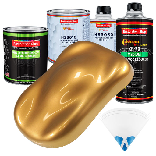 Autumn Gold Metallic - LOW VOC Urethane Basecoat with Premium Clearcoat Auto Paint - Complete Medium Quart Paint Kit - Professional Automotive Coating