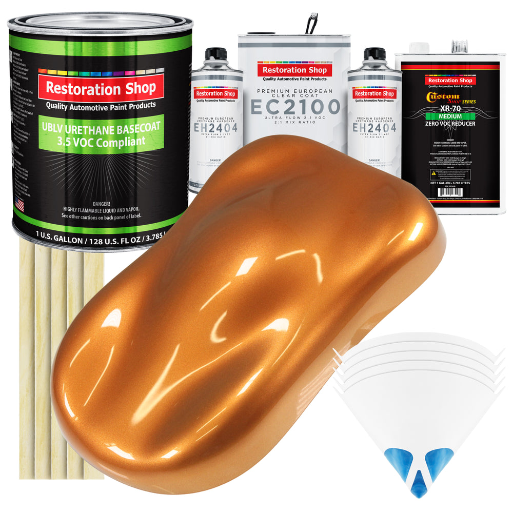 Sunburst Orange Metallic - LOW VOC Urethane Basecoat with European Clearcoat Auto Paint - Complete Gallon Paint Color Kit - Automotive Coating