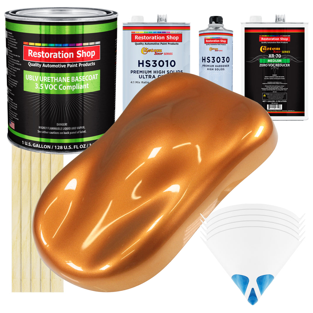 Sunburst Orange Metallic - LOW VOC Urethane Basecoat with Premium Clearcoat Auto Paint - Complete Medium Gallon Paint Kit - Pro Automotive Coating
