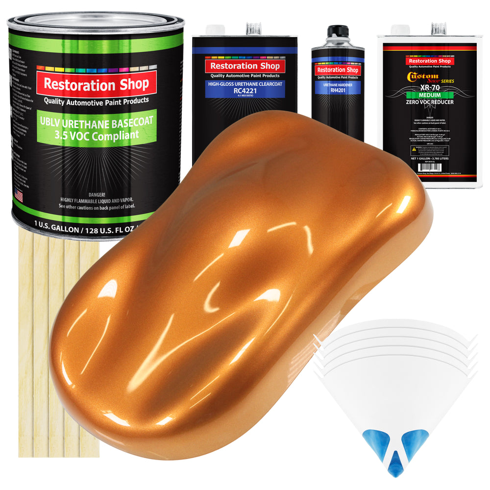 Sunburst Orange Metallic - LOW VOC Urethane Basecoat with Clearcoat Auto Paint - Complete Medium Gallon Paint Kit - Professional Automotive Coating