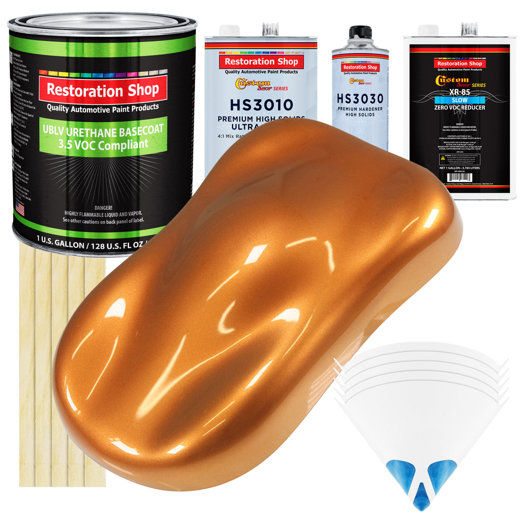 Sunburst Orange Metallic - LOW VOC Urethane Basecoat with Premium Clearcoat Auto Paint - Complete Slow Gallon Paint Kit - Pro Automotive Coating