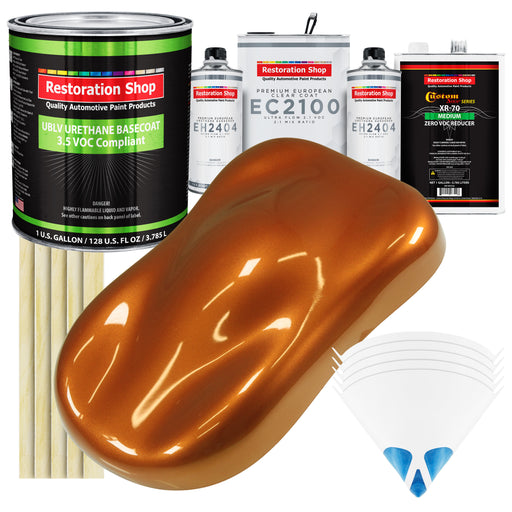 Atomic Orange Pearl - LOW VOC Urethane Basecoat with European Clearcoat Auto Paint - Complete Gallon Paint Color Kit - Automotive Coating