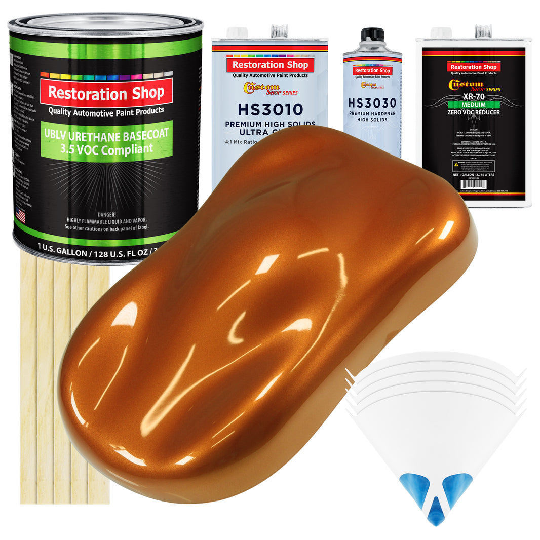 Atomic Orange Pearl - LOW VOC Urethane Basecoat with Premium Clearcoat Auto Paint - Complete Medium Gallon Paint Kit - Professional Automotive Coating