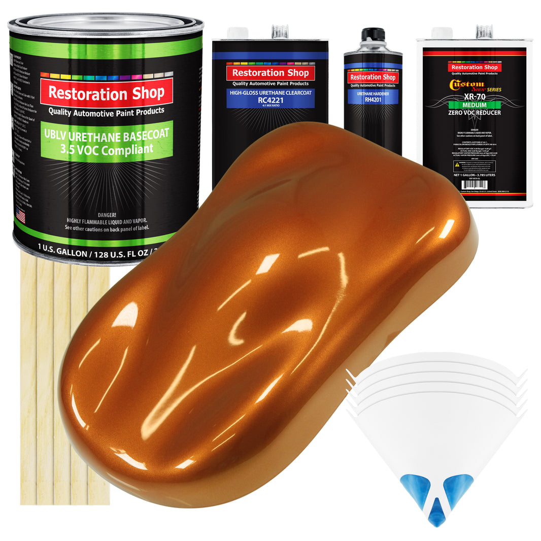 Atomic Orange Pearl - LOW VOC Urethane Basecoat with Clearcoat Auto Paint - Complete Medium Gallon Paint Kit - Professional Gloss Automotive Coating