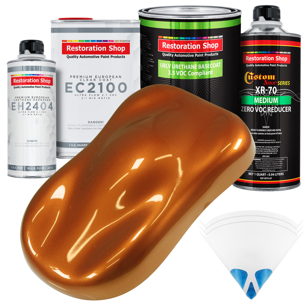 Atomic Orange Pearl - LOW VOC Urethane Basecoat with European Clearcoat Auto Paint - Complete Quart Paint Color Kit - Automotive Coating