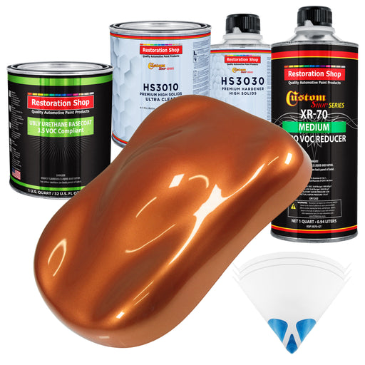 Malibu Sunset Orange Metallic - LOW VOC Urethane Basecoat with Premium Clearcoat Auto Paint - Complete Medium Quart Paint Kit - Pro Automotive Coating